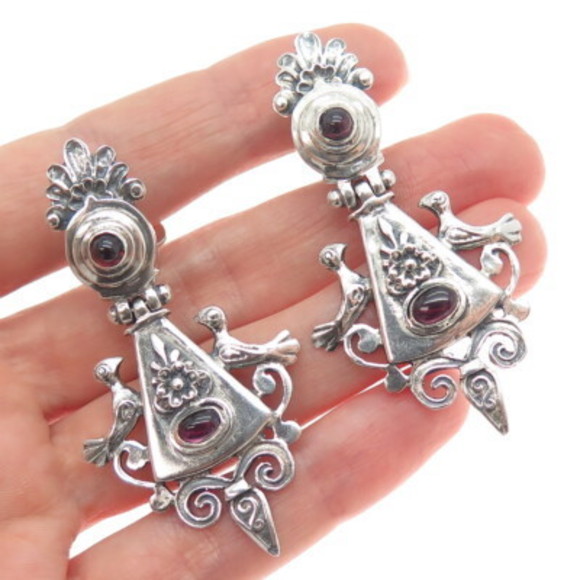 925 Sterling Silver Vintage Real Amethyst Birds & Bell...